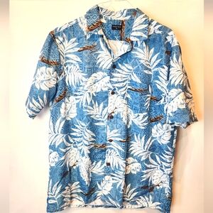 Blue Tropical Hawaiian Men's Shirt Button Down Casual Shirt Size XL
